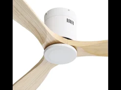 Ventilador de techo de 132 cm, 3 aspas de madera, 6 velocidades y temporizador, motor CC reversible, luz natural