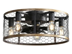 Ventilador de techo de 50,8 cm y 7 aspas con luz y control remoto, sin varilla, motor CC reversible, color negro