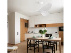 Ventilador de techo de 96,5 cm, 3 aspas con mando a distancia, 6 velocidades y temporizador ajustable, motor DC reversible, color blanco