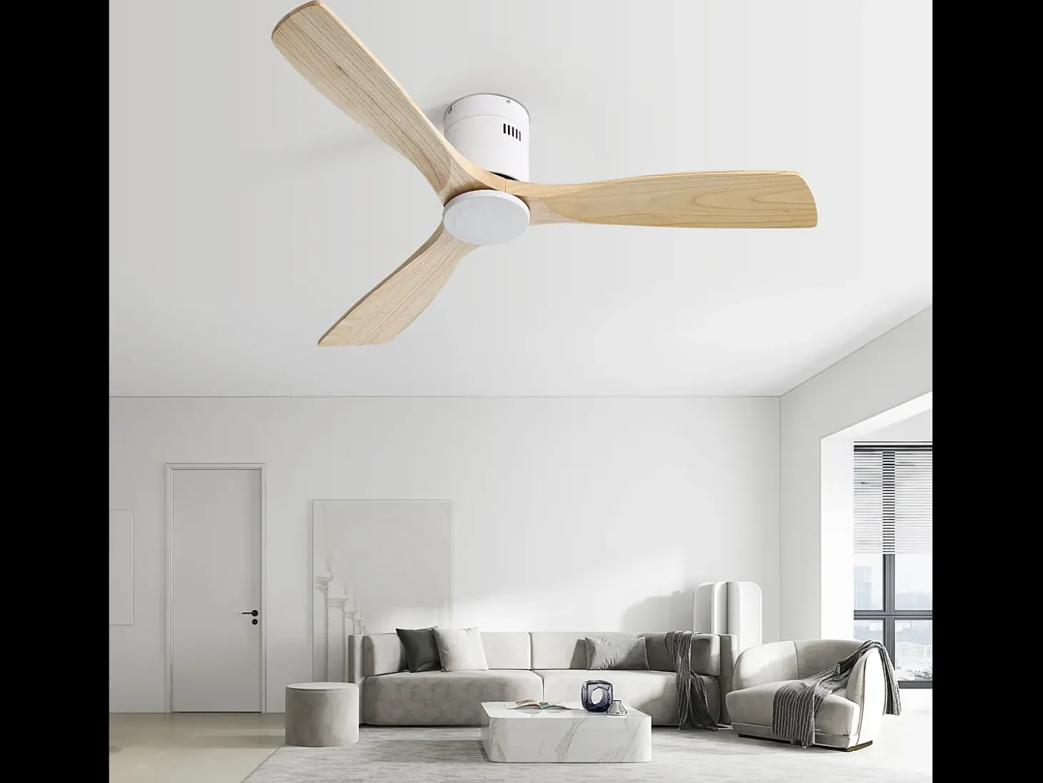 Ventilador de techo de 52 pulgadas - Ventilador de techo de 3 aspas con control remoto - 6 velocidades - para sala de estar y dormitorio