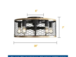 Ventilador de techo industrial 20" con 7 aspas de ABS, control remoto, motor CC reversible, para casa de campo (50,8x50,8x18cm)