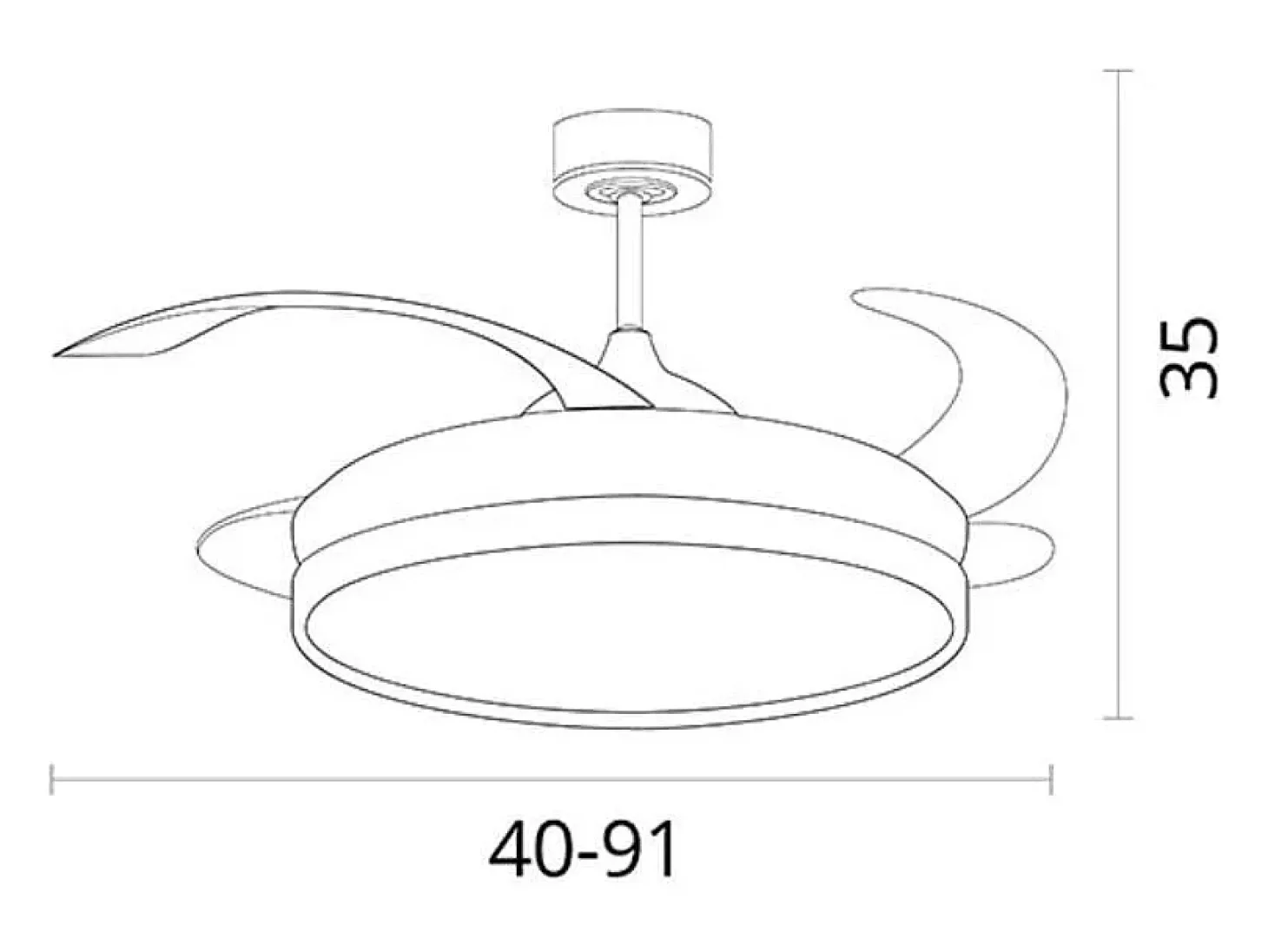 Ventilador de techo Kigali Mini Bel Air 48W 4 aspas retráctiles blanco/marrón Ø91 cm