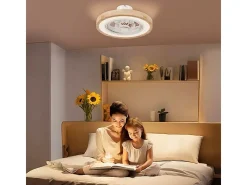 Ventilador de techo natural - Ventilador de techo con luz LED y 6 velocidades - para dormitorio