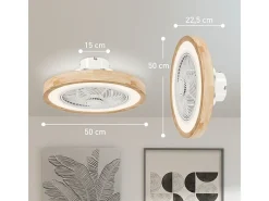 Ventilador de techo natural - Ventilador de techo con luz LED y 6 velocidades - para dormitorio