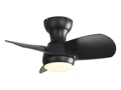 Ventilador de techo negro de 23 pulgadas ---- Ventilador de techo con luz LED y 3 aspas de ABS --- para dormitorio