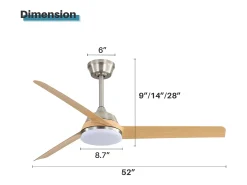 Ventilador de techo negro de 20 pulgadas - Ventilador de techo con 7 aspas de ABS y control remoto - 6 velocidades - para casa de campo