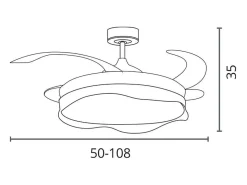 Ventilador de techo Olas Bel Air 72W 4 aspas retráctiles con luz LED negro Ø108 cm