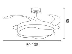 Ventilador de techo Olas Bel Air 72W 4 aspas retráctiles con luz LED blanco Ø108 cm