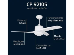 Ventilador de techo Orbegozo CP 92105 50W función verano/invierno blanco Ø105 cm