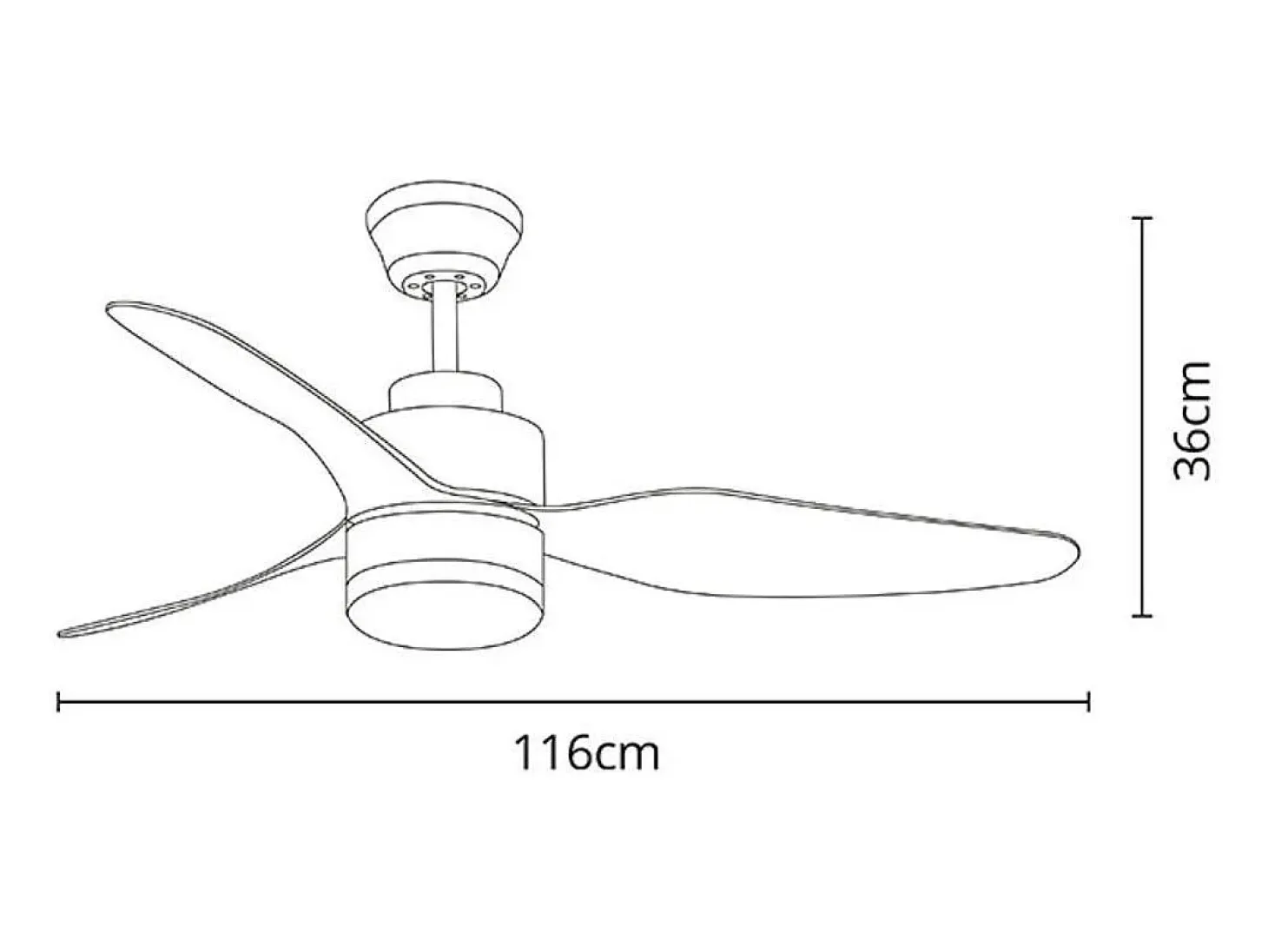 Ventilador de techo Poniente Lumit 16W 3 aspas luz LED níquel Ø116 cm