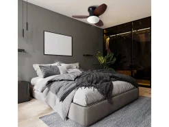Ventilador de techo Tauro Mini Bel Air 48W 3 aspas con luz LED negro/cerezo Ø70 cm