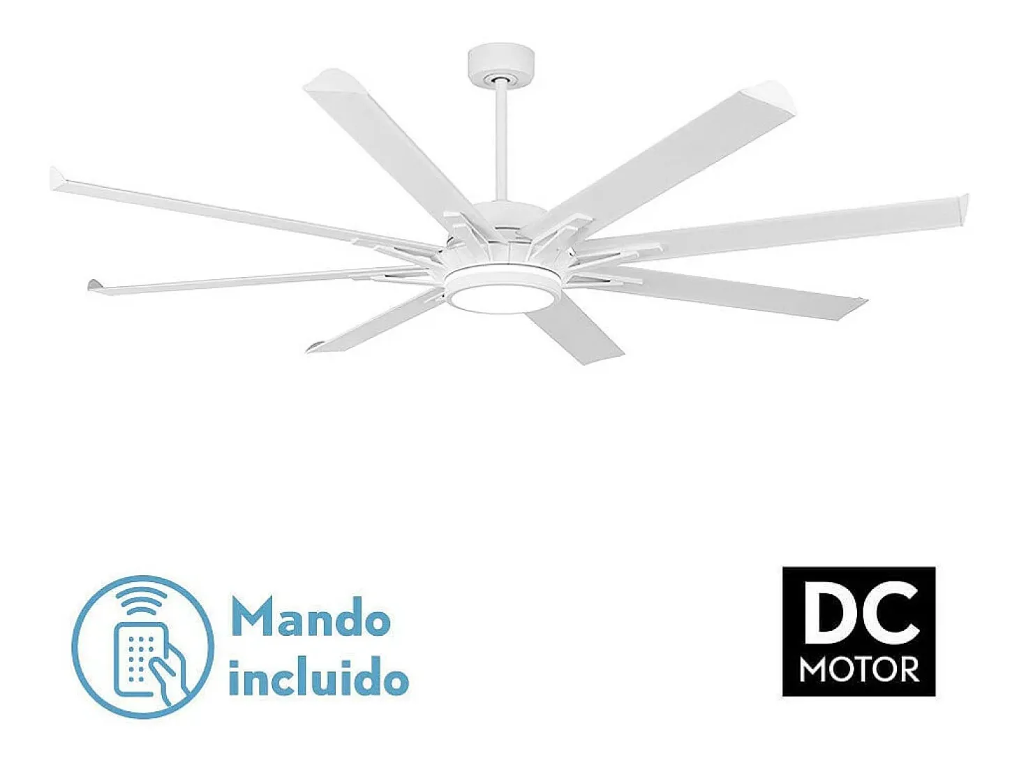 Ventilador Extragrande Dc Grado Blanco Led Doble Luz Con Cct