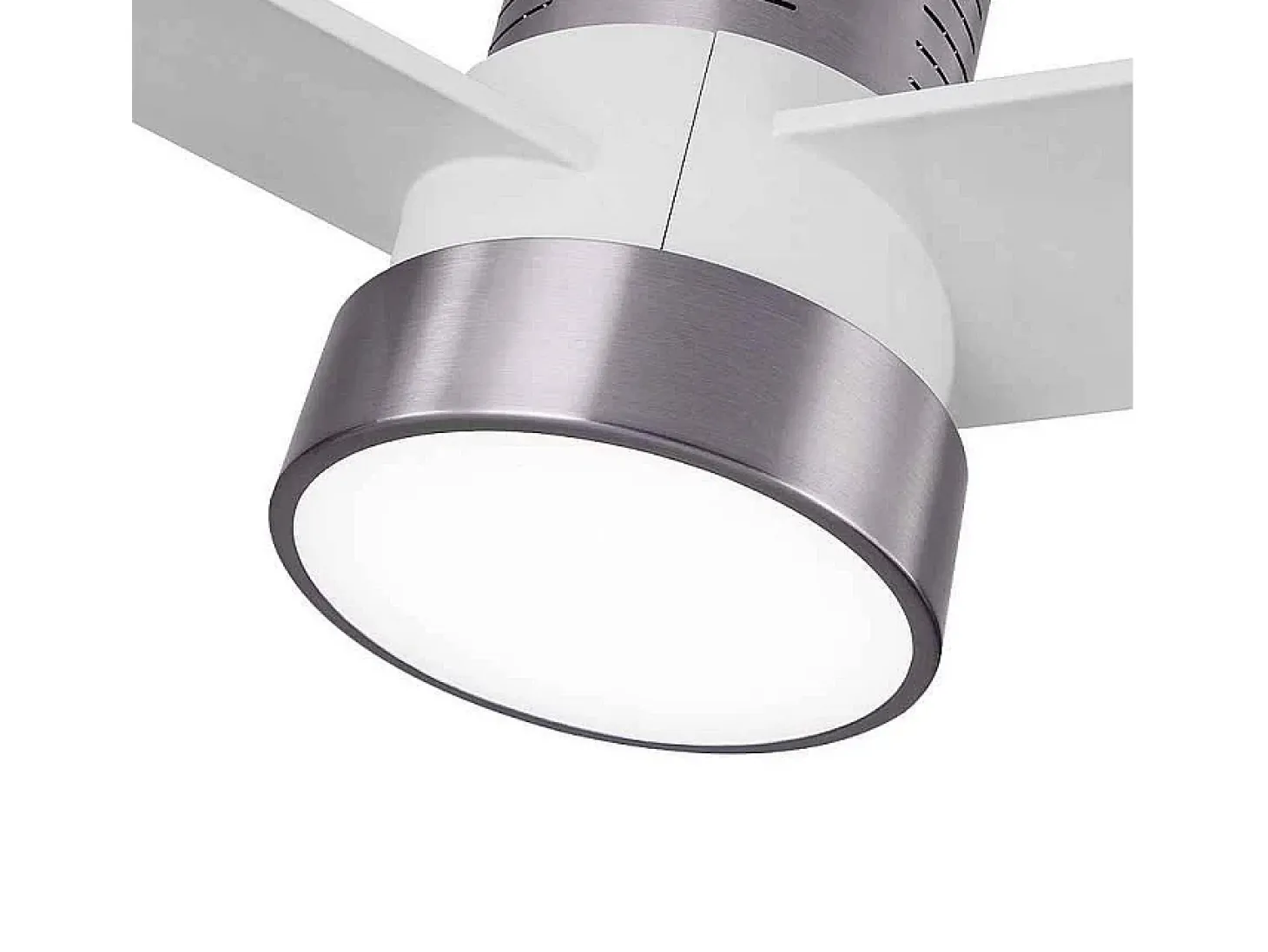 Ventilador Teo Niquel Aspas Blancas, Motor Dc Y Led 24w