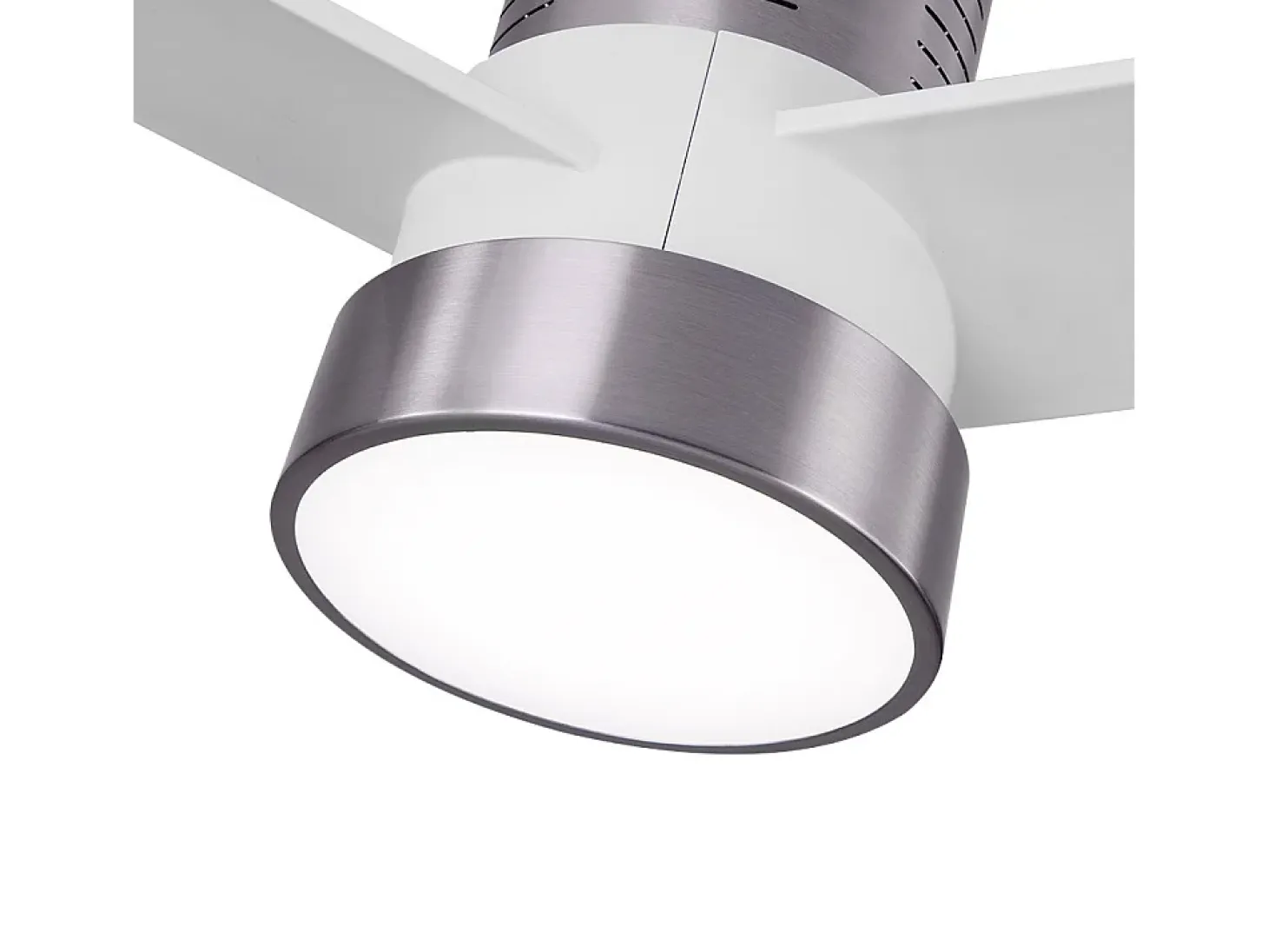 Ventilador Teo Niquel Aspas Blancas, Motor Dc Y Led 24w