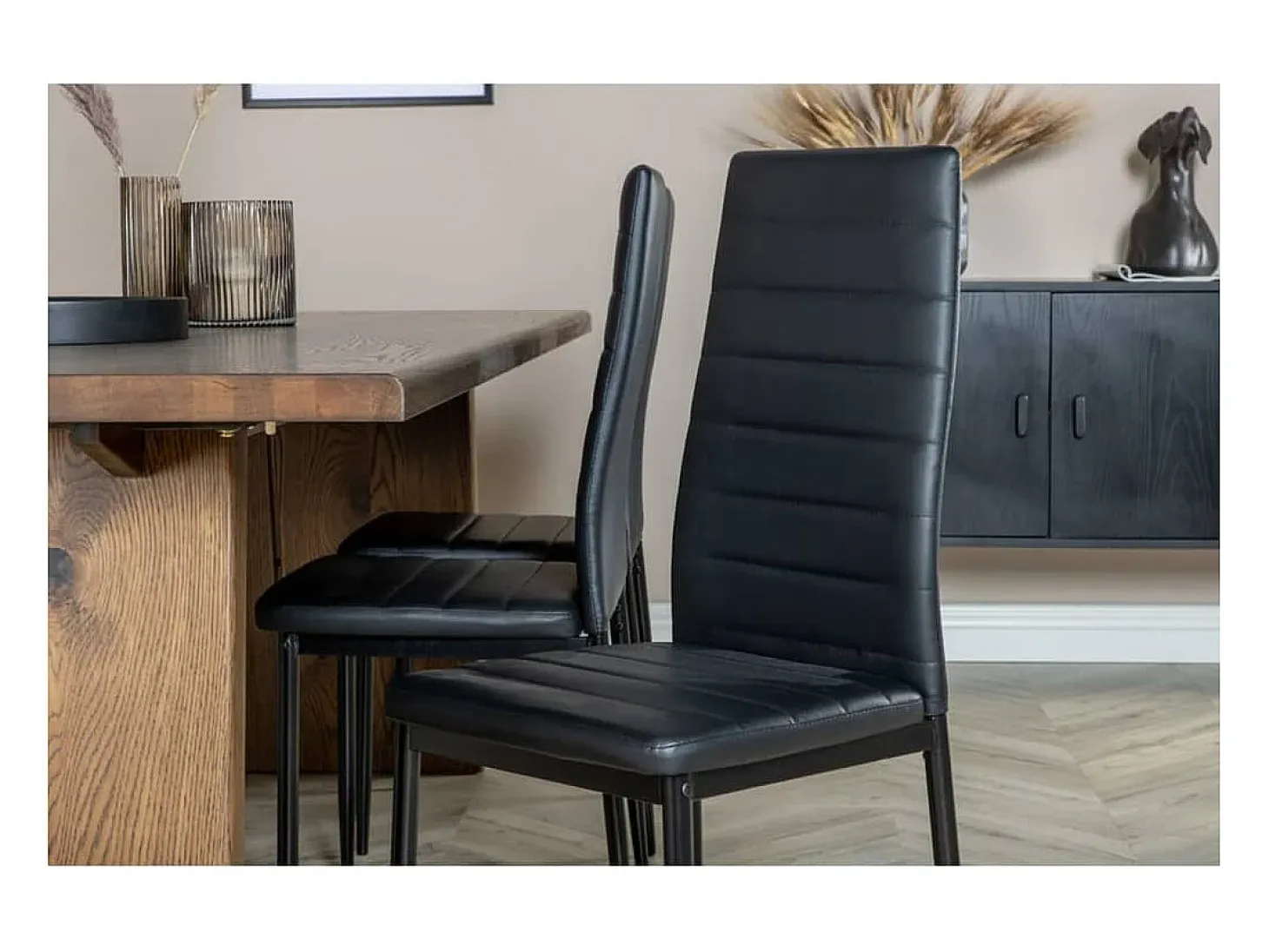 Venture Home Sillas de comedor 2 uds Slim apariencia de cuero negro