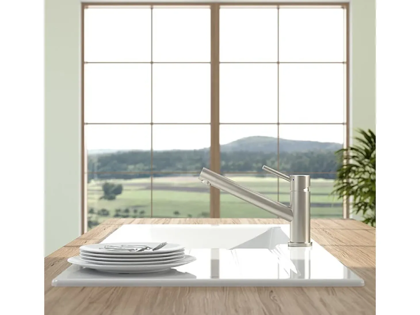 VILLEROY ET BOCH Grifo de cocina Como Acero macizo
