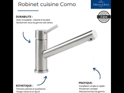 VILLEROY ET BOCH Grifo de cocina Como Acero macizo