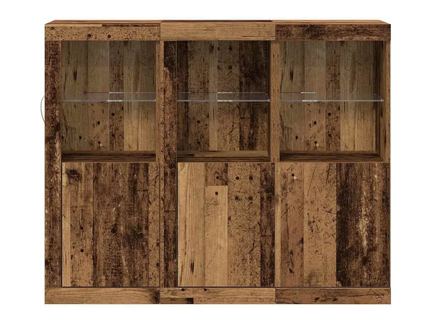 Vitrina 3 piezas Madera vieja 123 x 37 x 100 cm