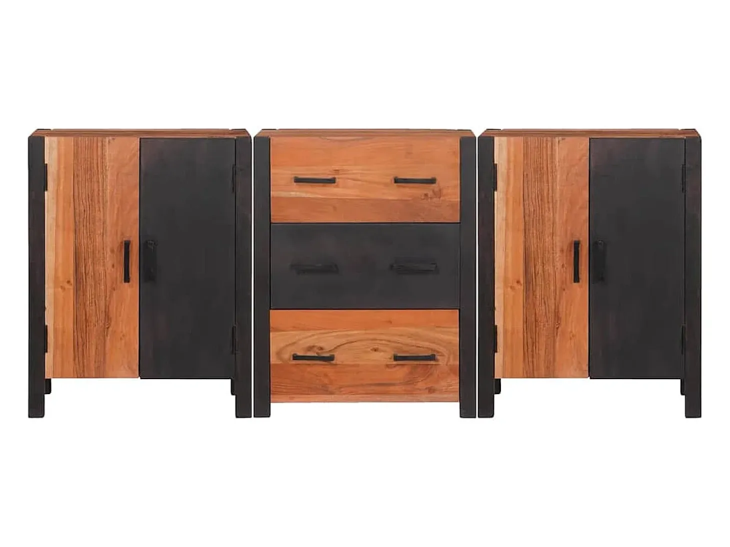 Vitrina 3 piezas Marrón 55 x 30 x 75 cm Madera maciza de Acacia