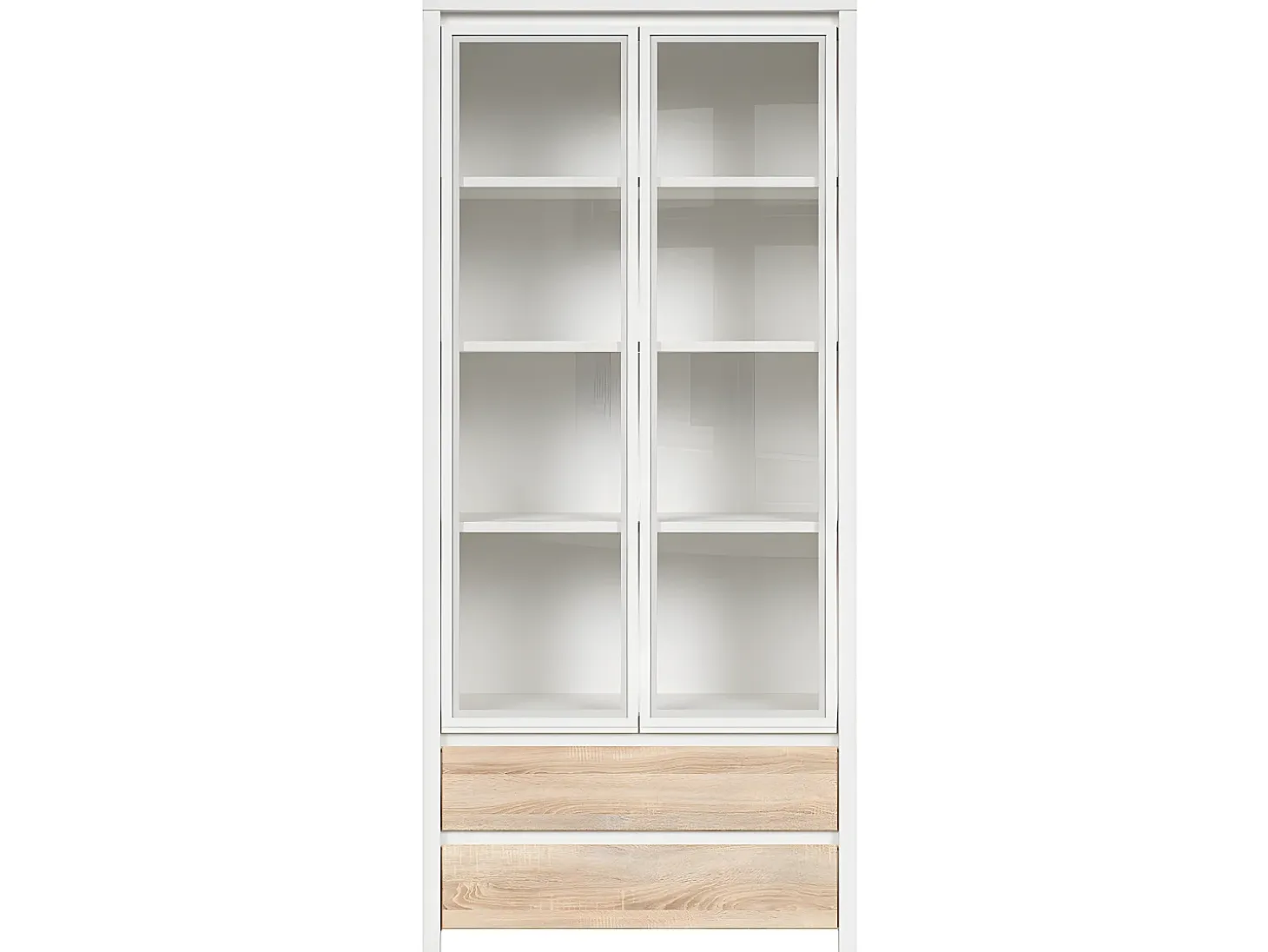 Vitrina 2 puertas 2 cajones Soren Blanco y Madera