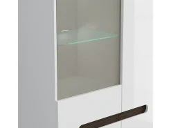 Vitrina 2 puertas con LED Darrel Blanco lacado y Madera