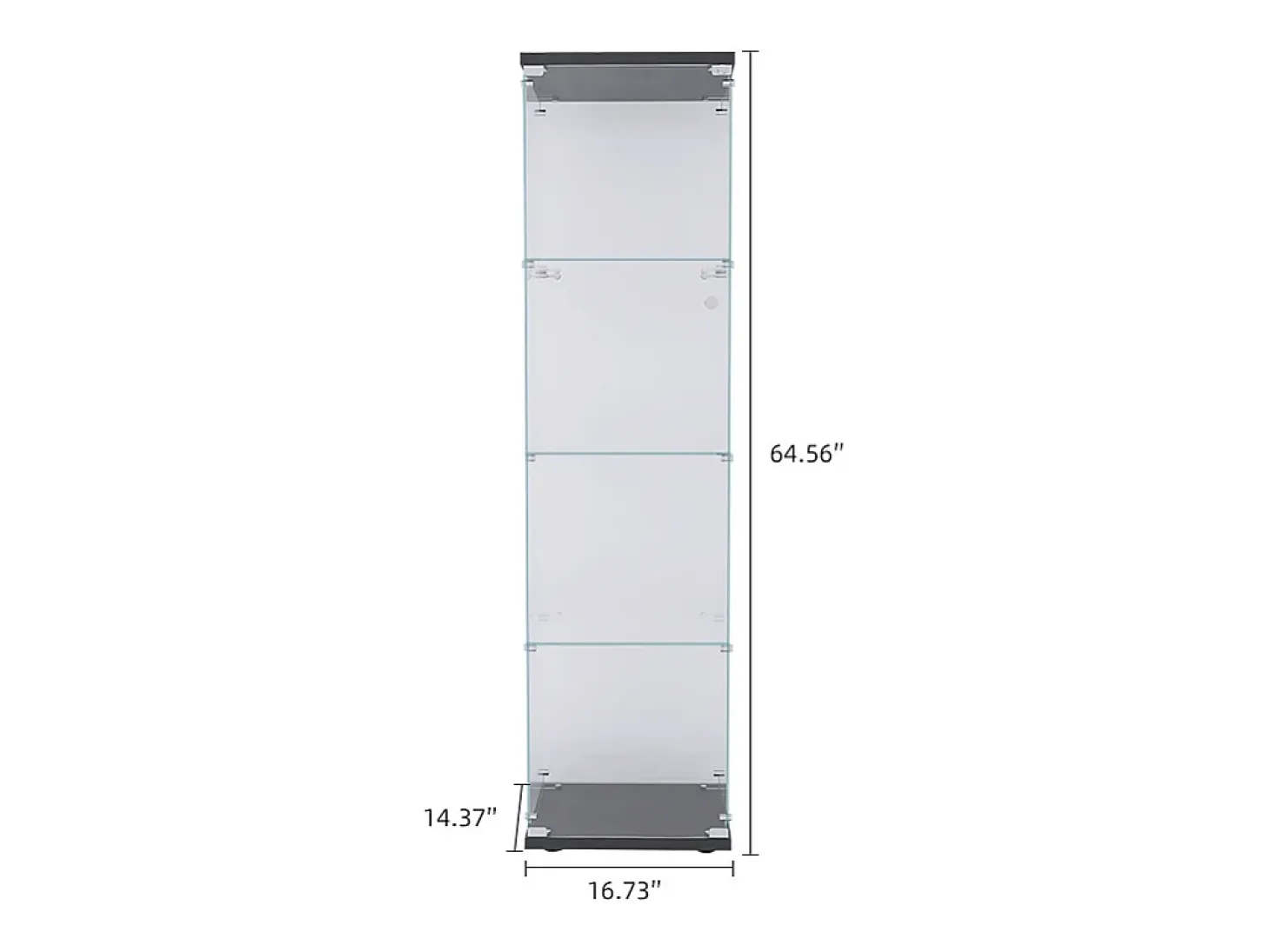 Vitrina de 4 niveles, vitrina transparente para figuras, vitrina de vidrio templado con puerta, color negro