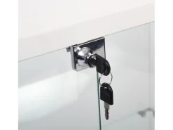 Vitrina de cristal con cerradura, gran vitrina transparente para objetos de colección, libros, color blanco