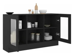 Vitrina de madera contrachapada negro 120x30,5x70 cm