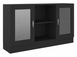 Vitrina de madera contrachapada negro 120x30,5x70 cm