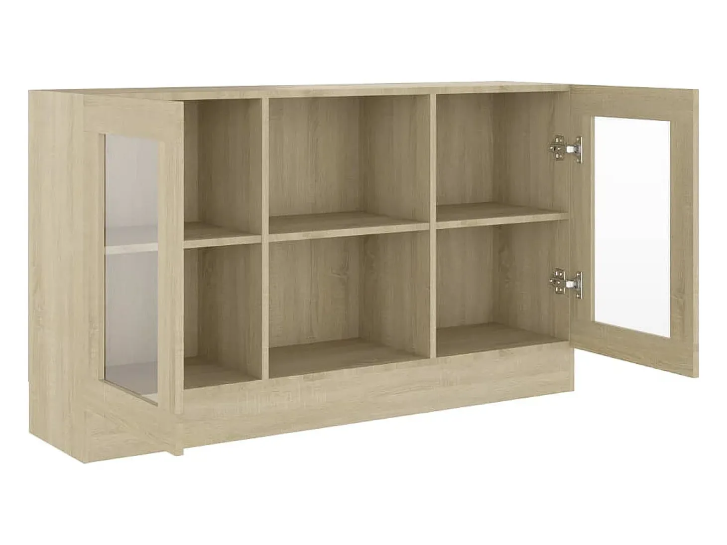 Vitrina de madera contrachapada color roble 120x30,5x70 cm