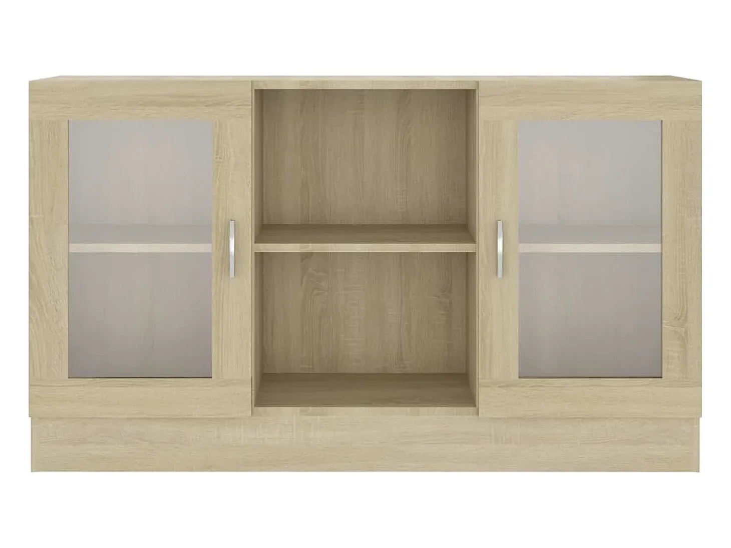 Vitrina de madera contrachapada color roble 120x30,5x70 cm