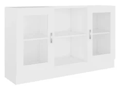 Vitrina de madera ingeniería blanca 120x30,5x70 cm