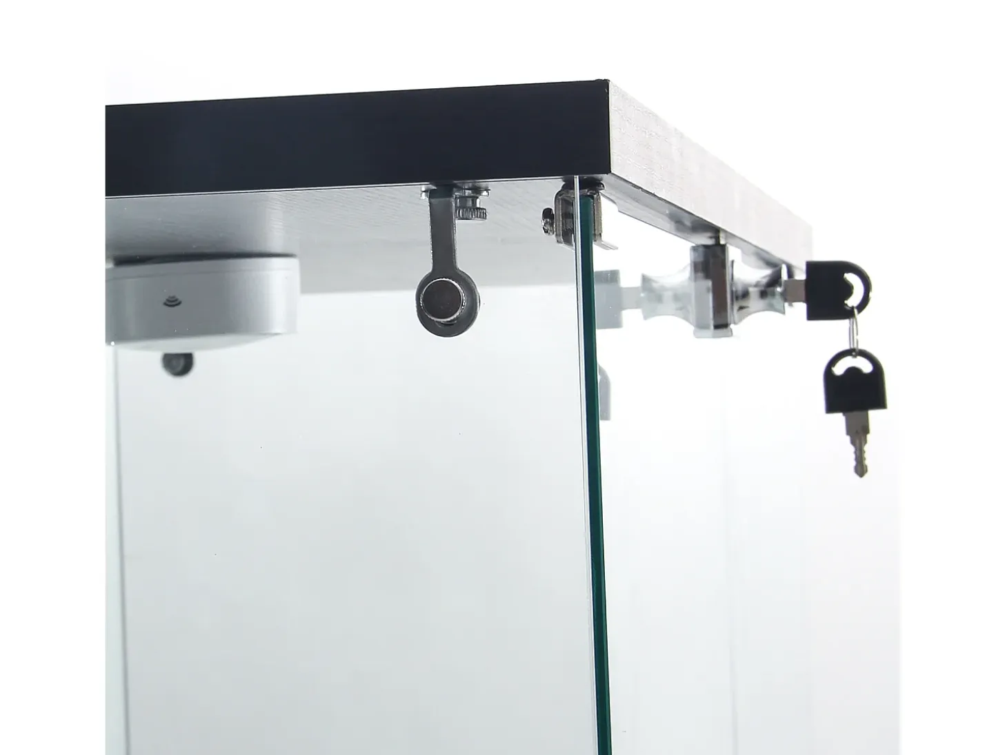 Vitrina de modelismo, Transparente, 80 x 36 x 164 cm, Cocina, Contemporánea, Vidrio templado, Negro