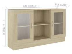 Vitrina de roble Sonoma 120x30,5x70 cm Madera de ingeniería