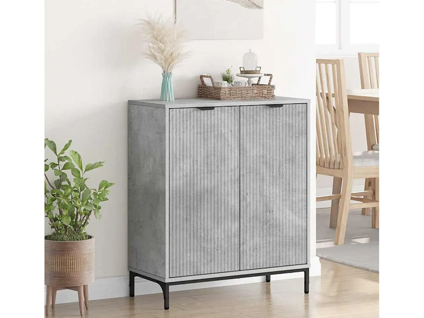 Vitrina Gris hormigón 69.5 x 33 x 82 cm Madera contrachapada