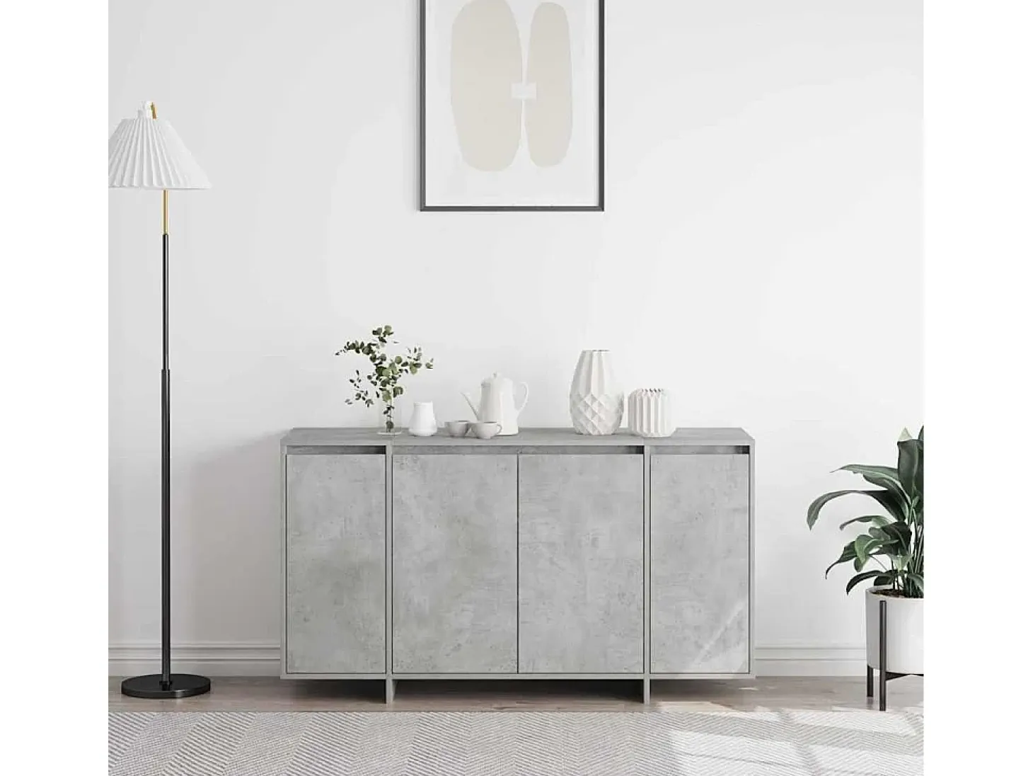 Vitrina Gris hormigón 135 x 41 x 69 cm Madera contrachapada