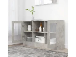 Vitrina gris hormigón 120x30,5x70 cm Madera de ingeniería