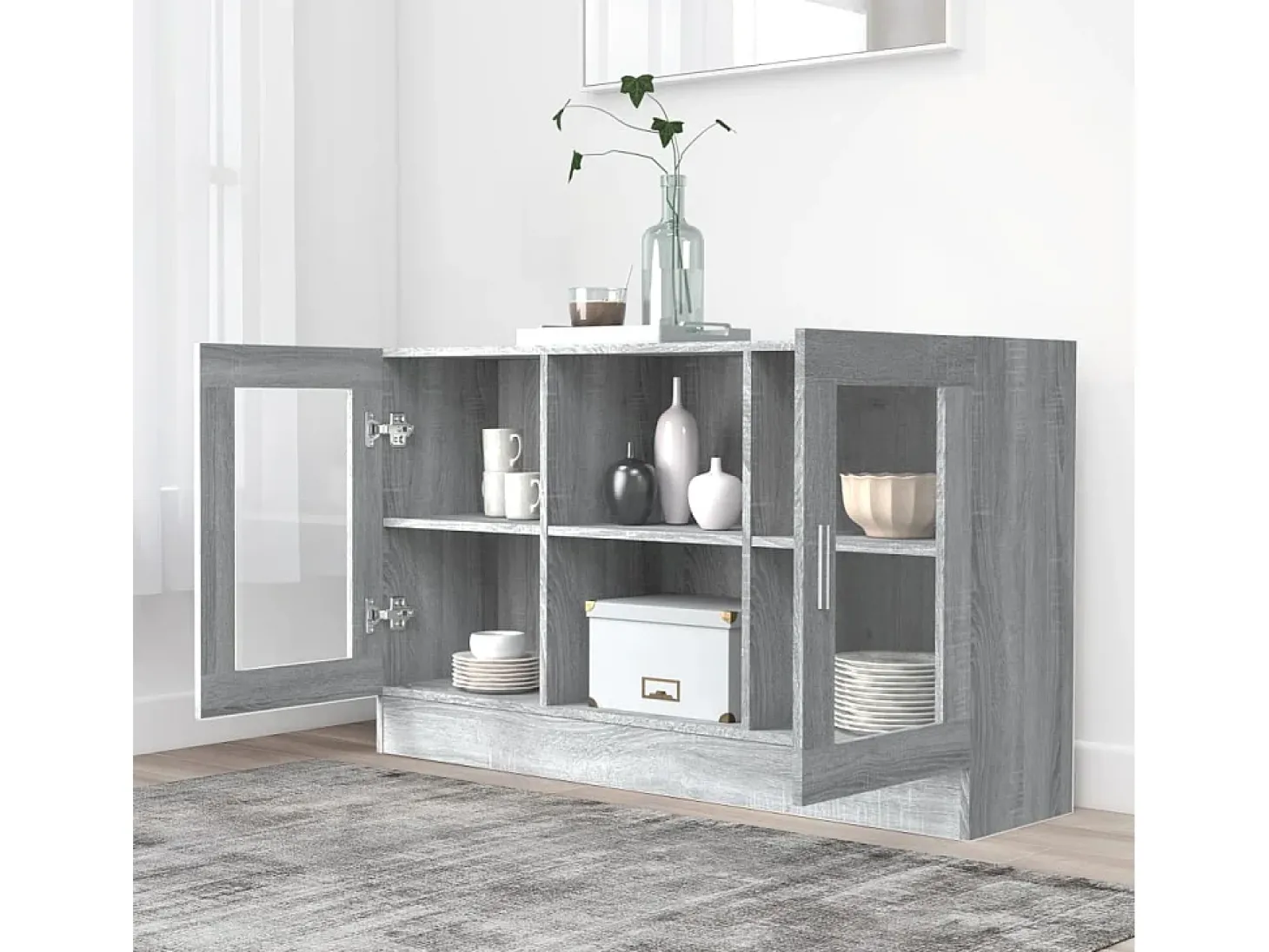 Vitrina madera contrachapada gris Sonoma 120x30,5x70 cm