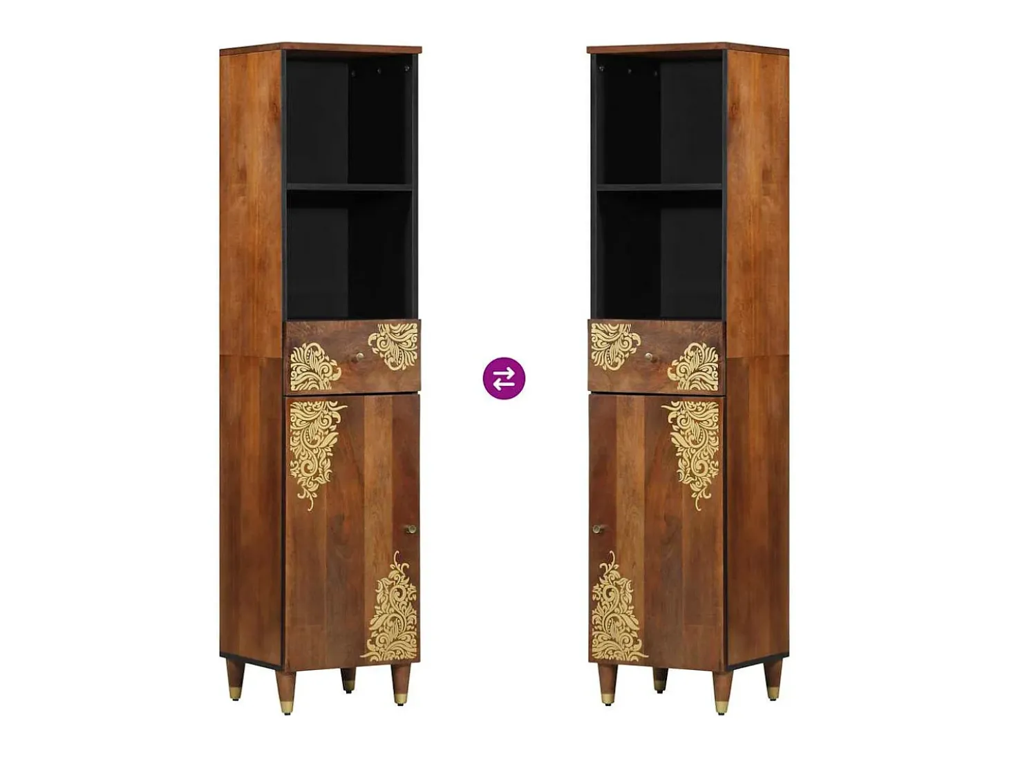 Vitrina Marrón miel 38 x 33.5 x 160 cm Madera maciza de Mango