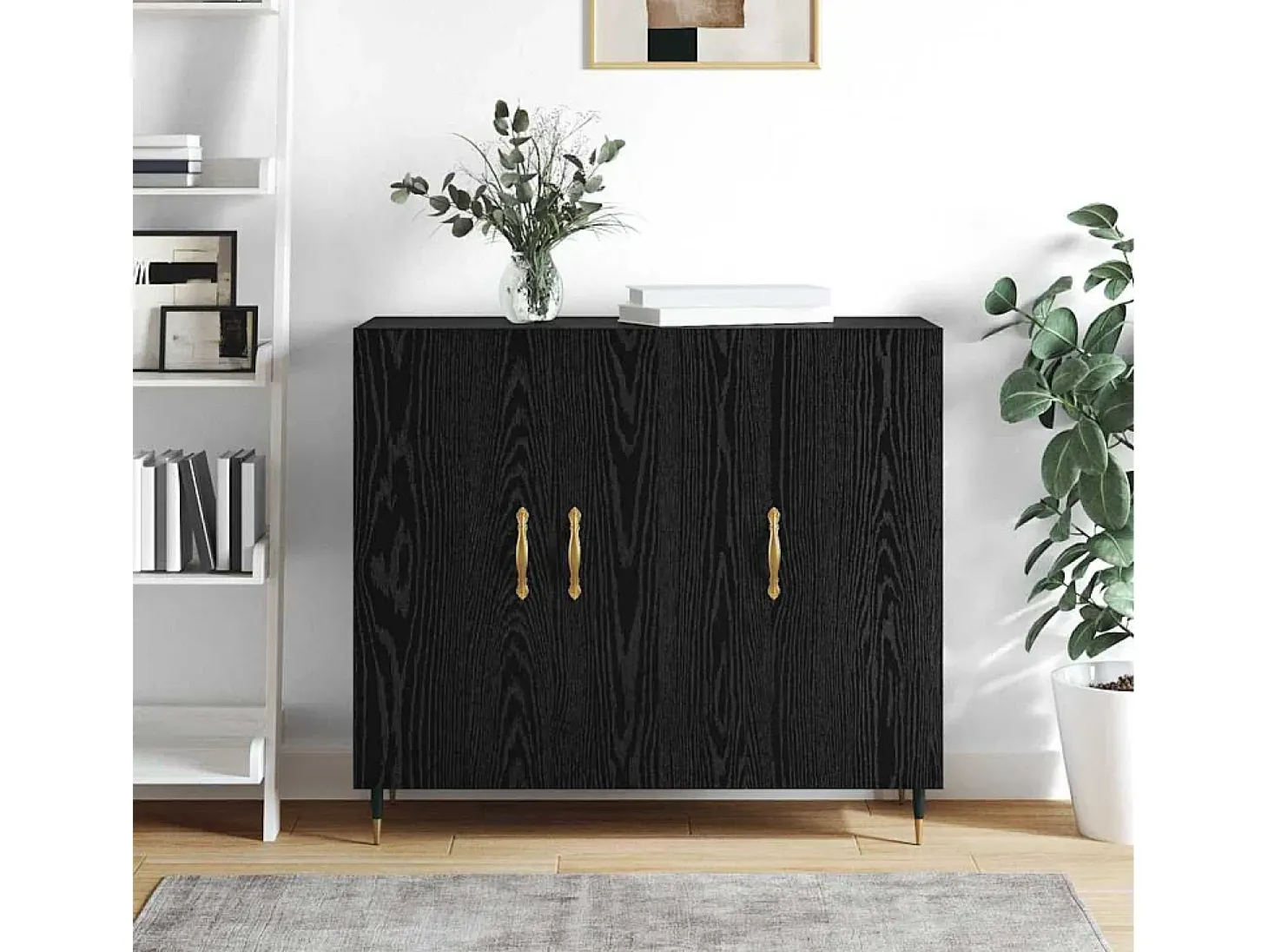 Vitrina Negro 90 x 34 x 80 cm Madera contrachapada