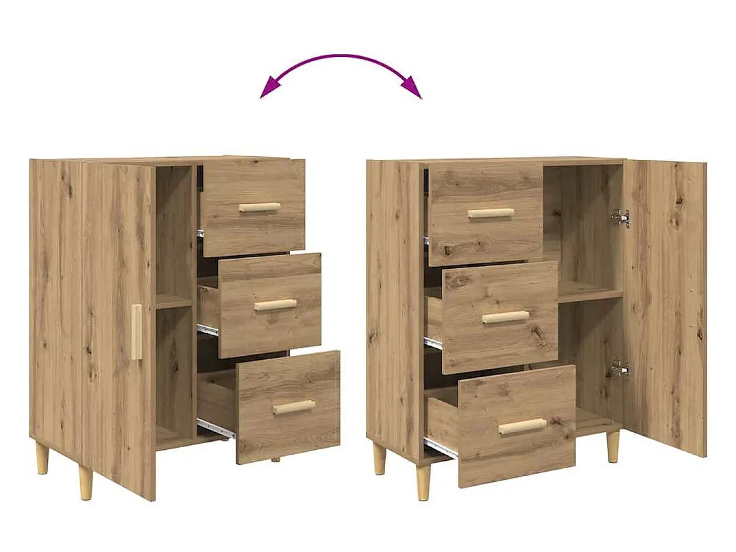 Vitrina Roble artisan 34 x 69.5 x 90 cm Madera contrachapada