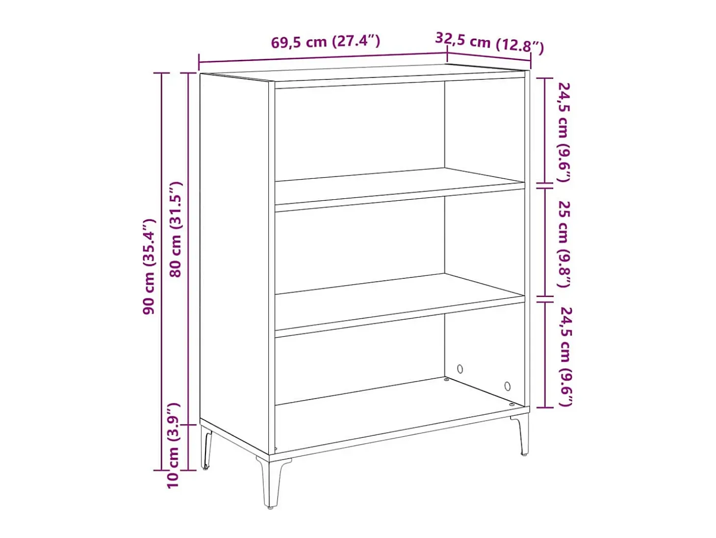 Vitrina Roble artisan 32.5 x 69.5 x 90 cm Madera contrachapada