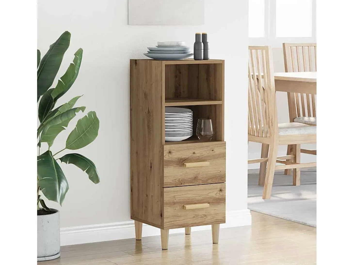 Vitrina Roble artisan 34 x 34.5 x 90 cm Madera contrachapada