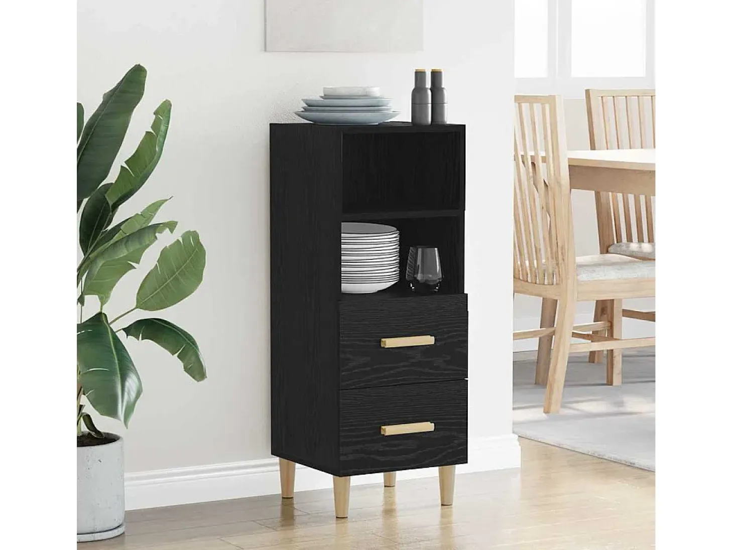Vitrina Roble negro 34 x 34.5 x 90 cm Madera contrachapada