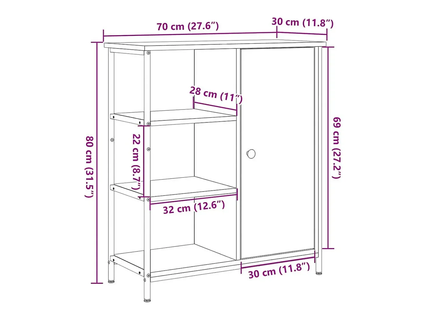 Vitrina Roble negro 70 x 30 x 80 cm Madera contrachapada