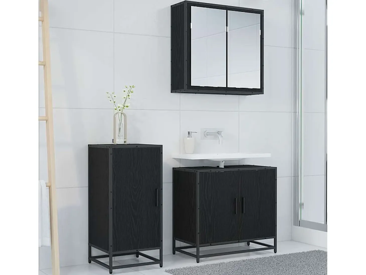 Vitrina Roble negro 35 x 35.5 x 76 cm Madera contrachapada