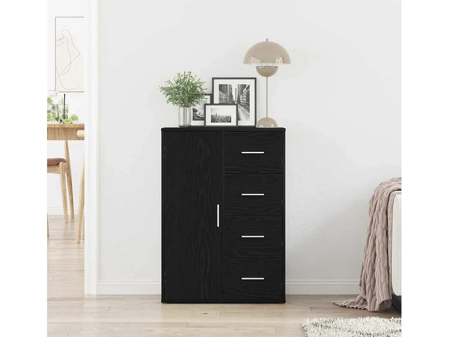 Vitrina Roble negro 60 x 31 x 84 cm Madera contrachapada