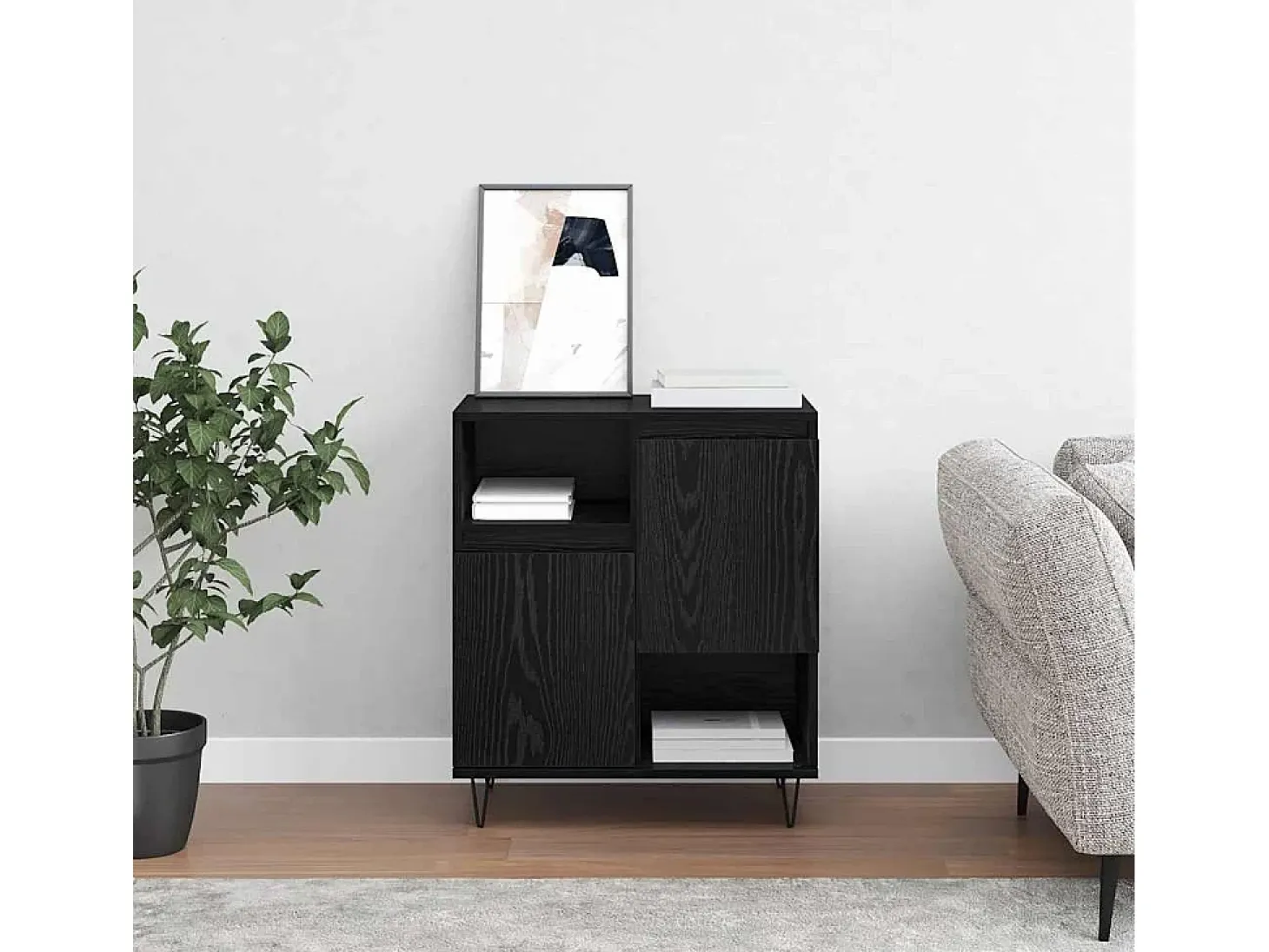 Vitrina Roble negro 60 x 35 x 70 cm Madera contrachapada