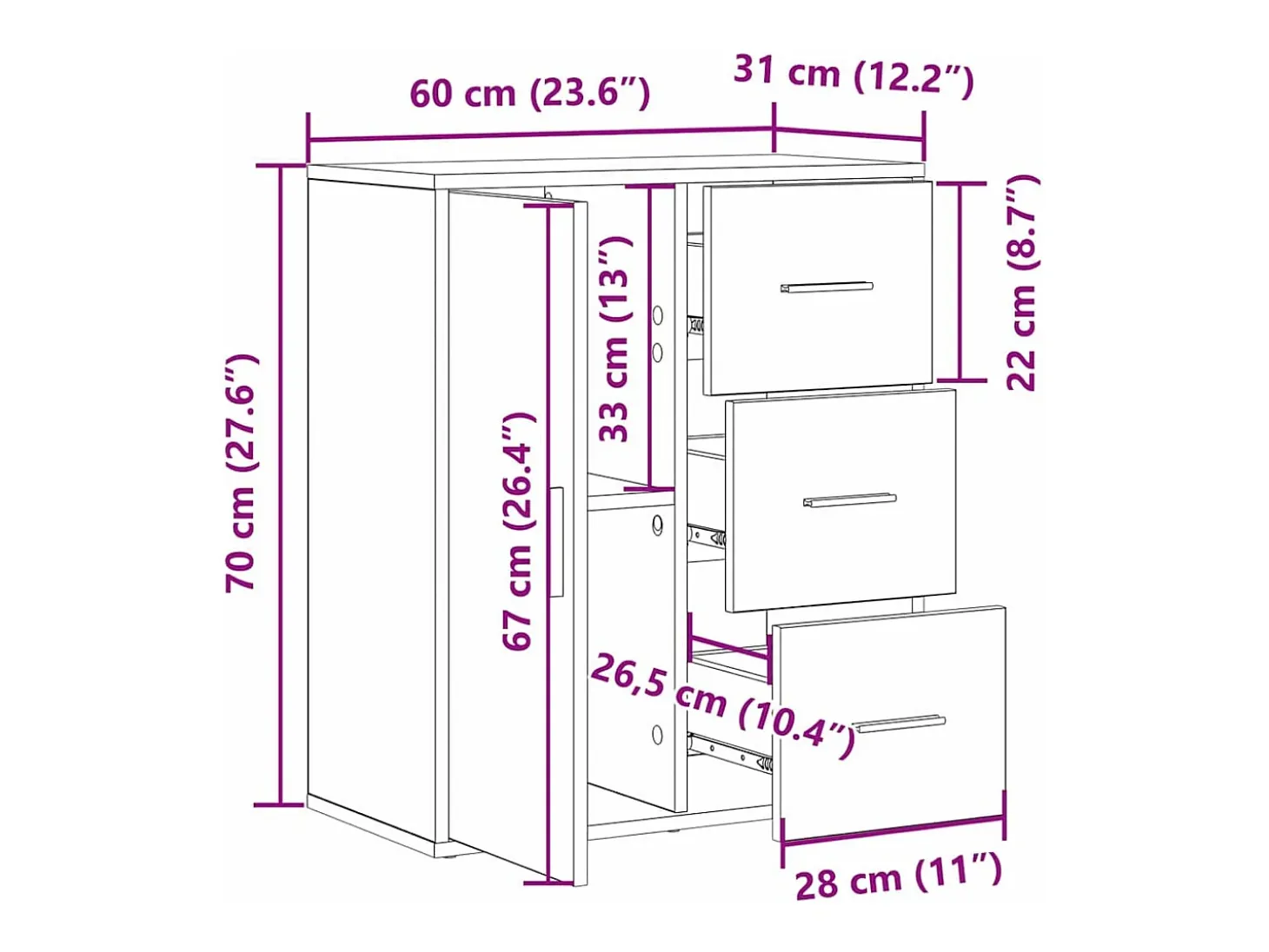 Vitrina Roble negro 60 x 31 x 70 cm Madera contrachapada