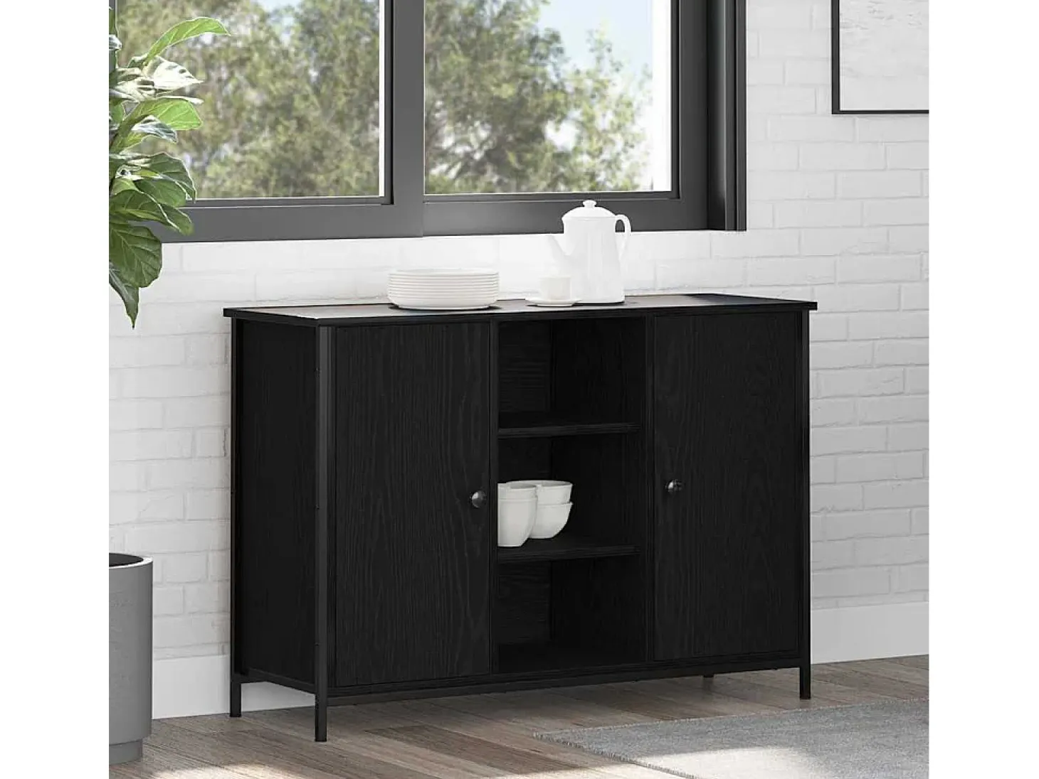 Vitrina Roble negro 100 x 35 x 70 cm Madera contrachapada